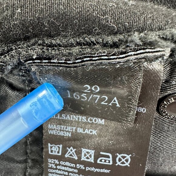 AllSaints Mast Jet Black Jeans Women’s Size 29 US - Picture 3 of 11